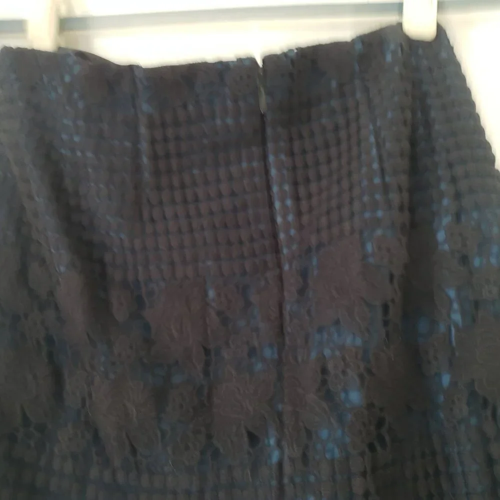 Ann Taylor‎ LOFT Womens Black Lace Straight Skirt Size 2 Office Career Crochet